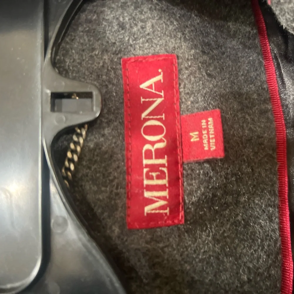 Merona Womens sz M‎ gray Wool Blend Peacoat Winter Coat fall warm cozy old money